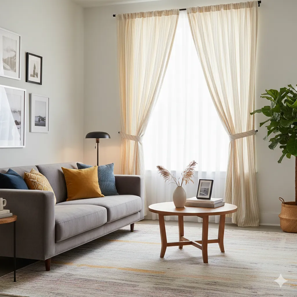 Interior with window treatments